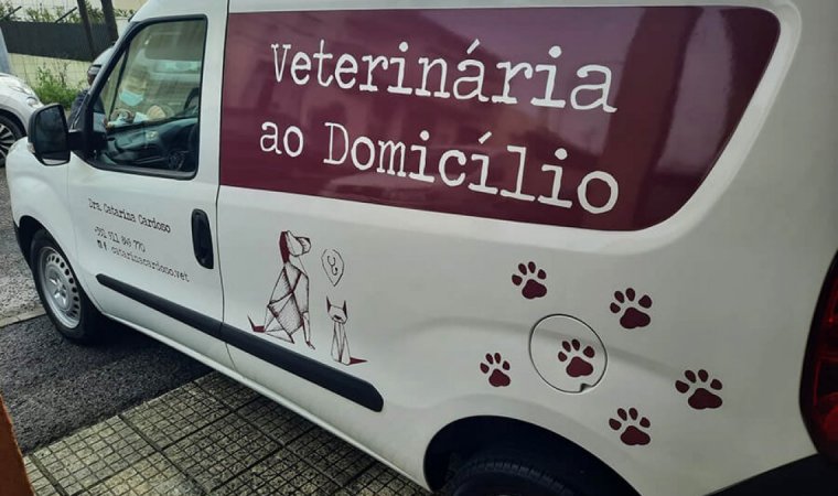 Carrinha com publicidade de veterinário na zona de lisboa